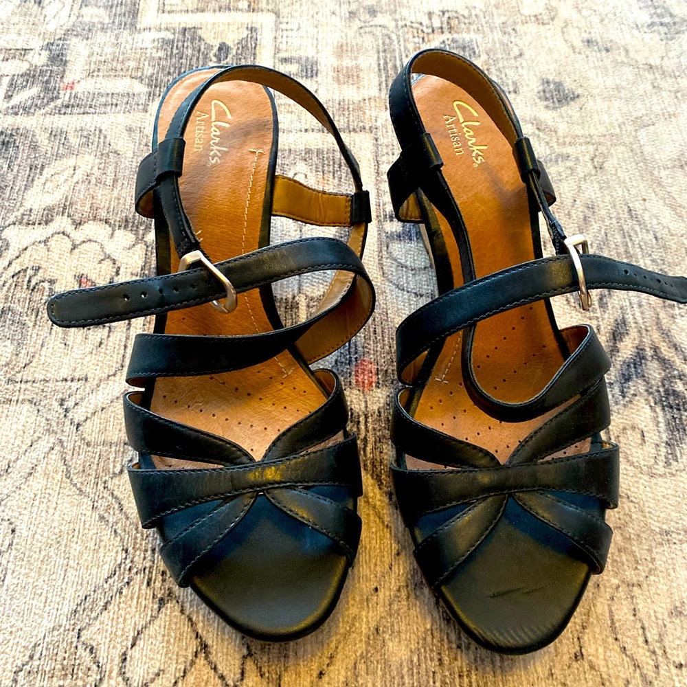 Clarks Artisan Cork Wedge Sandal, Black 10